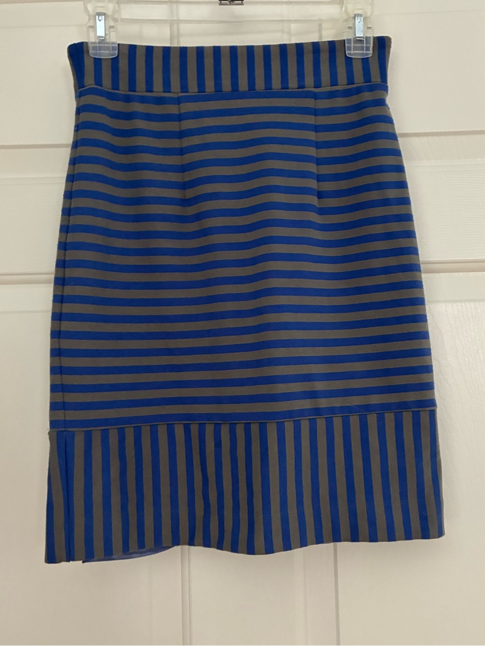 Blue and Gray Striped Pencil Skirt